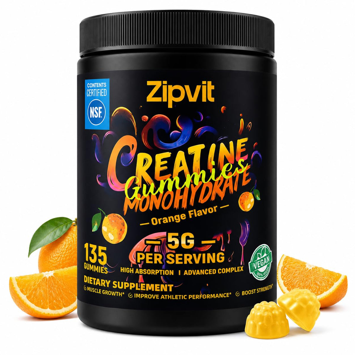 boîte de gummies de créatine monohydrate zipvit face avant