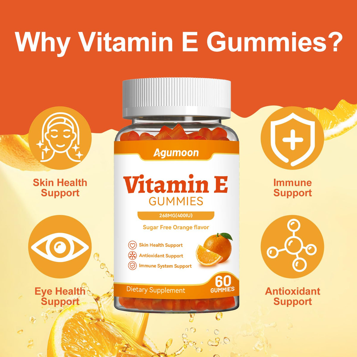 Boîte de gummies de vitamine E Agumoon avec étiquette