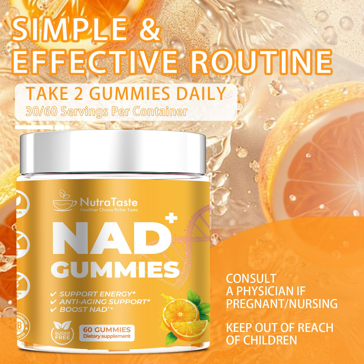Boîte de gummies NAD⁺ NUTRATASTE ouverte