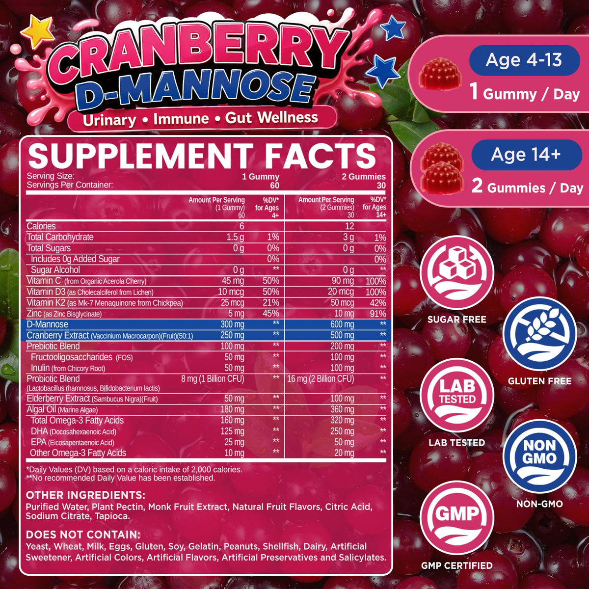 Boîte de gummies NATISLAND à la cranberry et D-Mannose ouverte