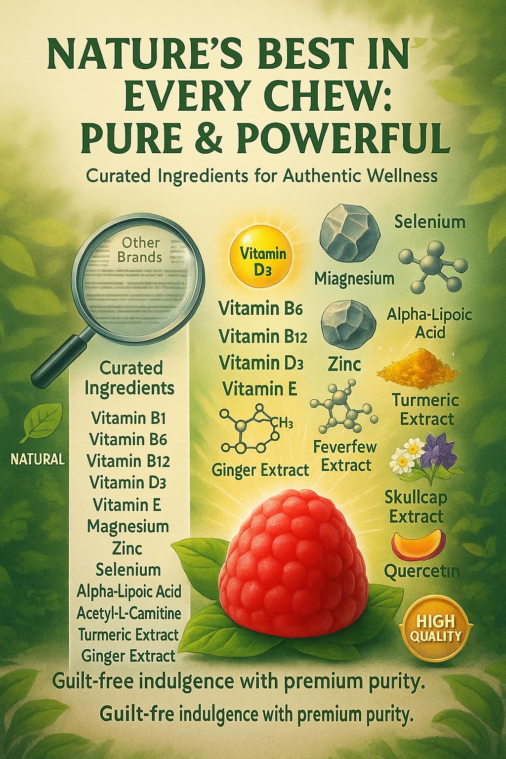 Boîte de gummies NutraPerfecto avec ingrédients clés affichés