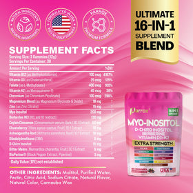 Boîte de gummies Parrox Myo-Inositol & D-Chiro Inositol avec étiquette