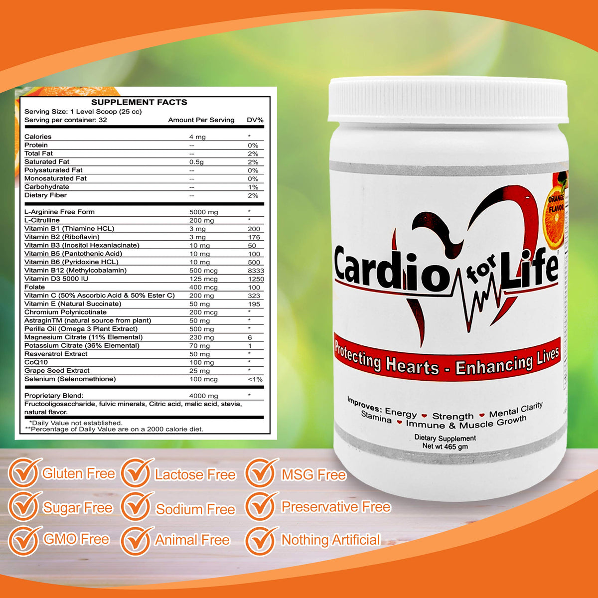 Boîte de Health Guardian Cardio for Life L-Arginine 508g