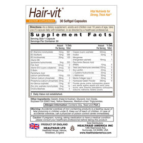 Boîte de HealthAid Hair-VIT avec capsules visibles