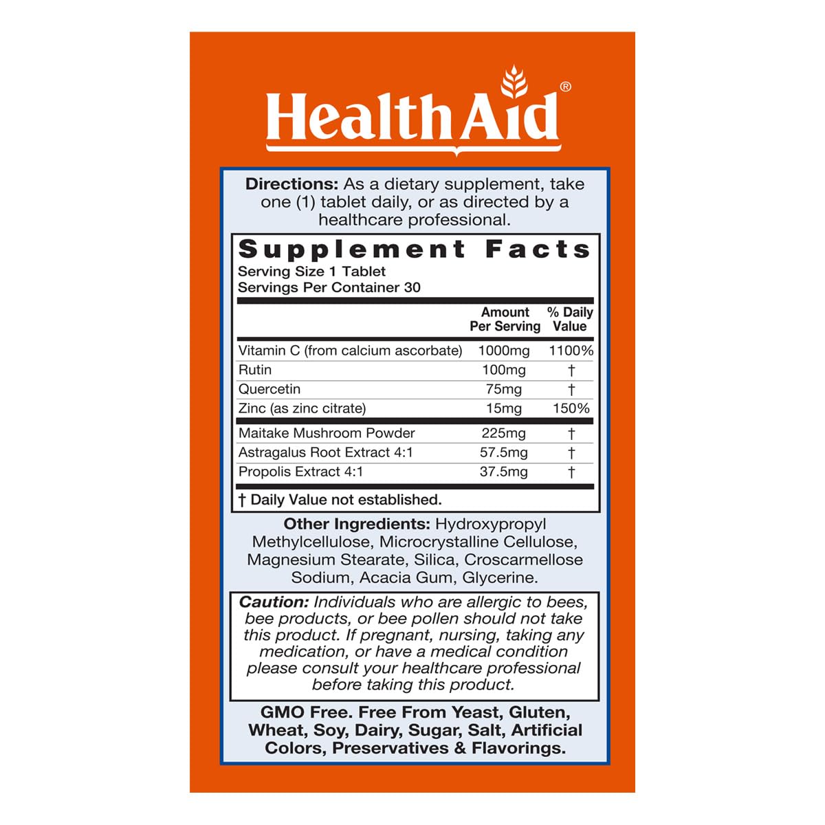 Boîte de HealthAid ImmuProtect avec informations nutritionnelles