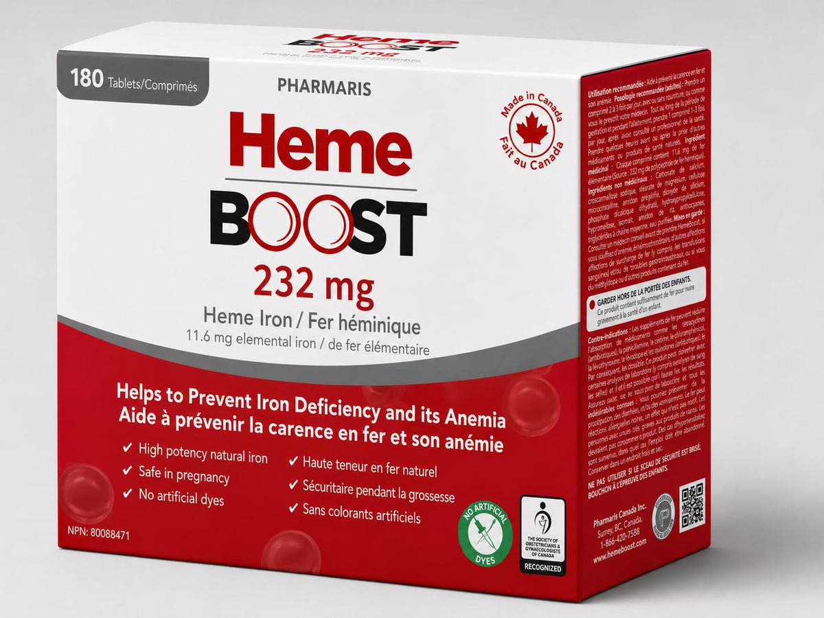 Boîte de HEME support contenant 180 comprimés de fer hémique