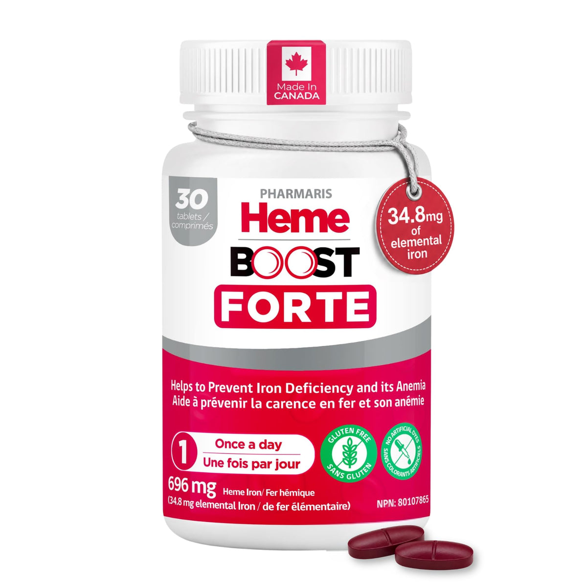 Boîte de Hemeboost Forte contenant 30 comprimés de fer