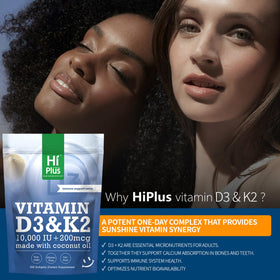 Boîte de HiPlus Vitamine D3 10 000 UI + K2 200 mcg