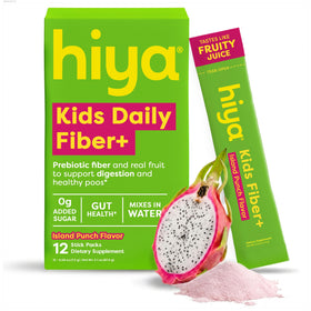 Boîte de HIYA Kids Daily Fiber+ 12 stick packs saveurs Punch Tropical
