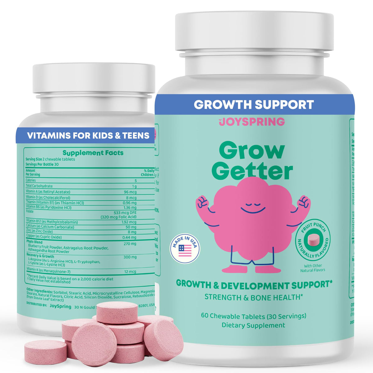 Boîte de JoySpring Compléments Alimentaires Croissance Enfants 60 Chewables vue de face