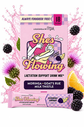 Boîte de Legendairy Milk She's Flowing Mélange Lactation avec 18 sachets