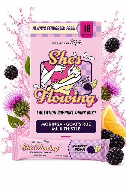 Boîte de Legendairy Milk She's Flowing Mélange Lactation avec 18 sachets