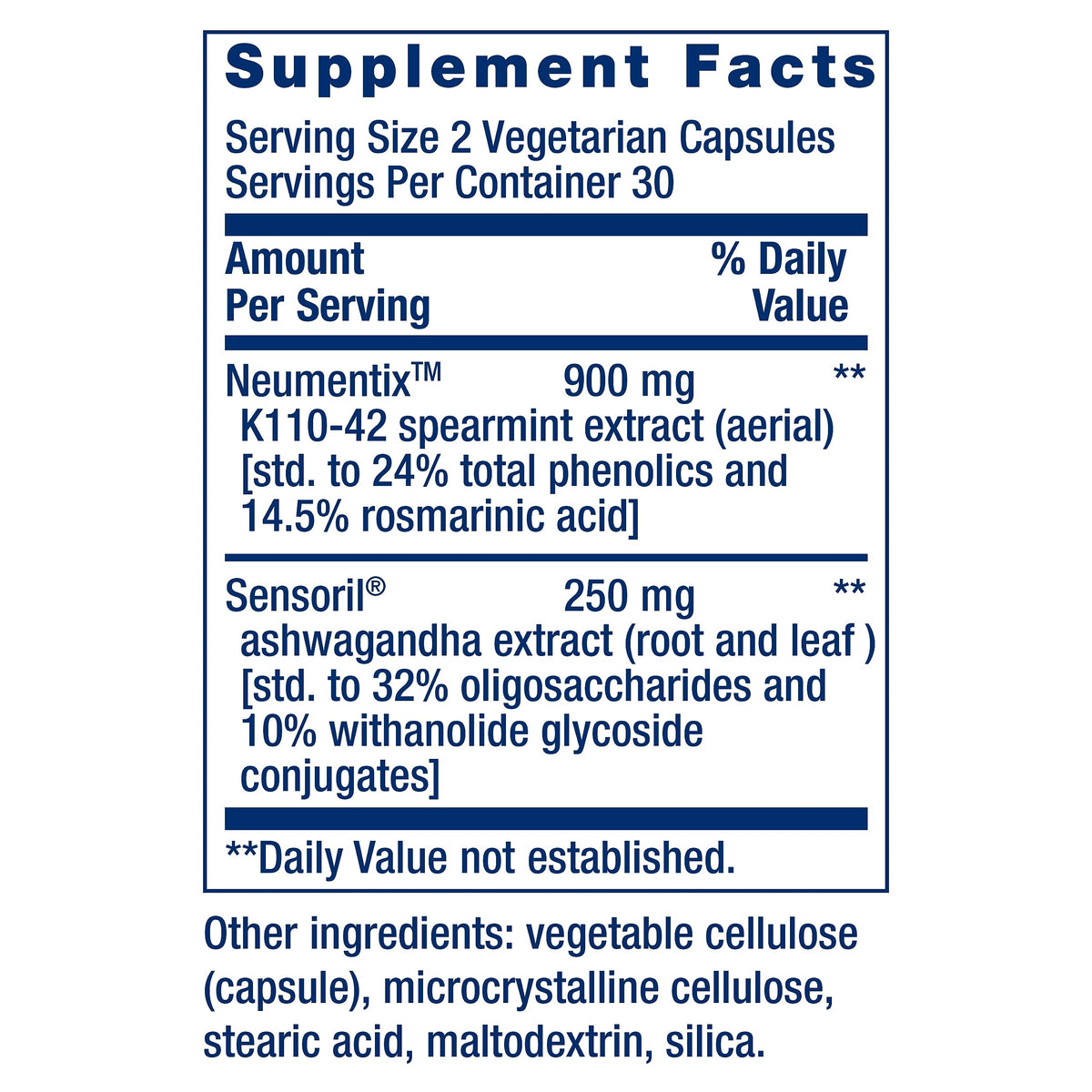 Boîte de Life Extension Ashwagandha Plus avec capsules végétariennes
