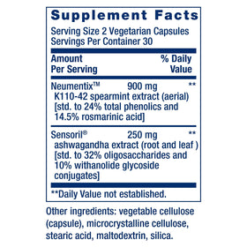 Boîte de Life Extension Ashwagandha Plus avec capsules végétariennes