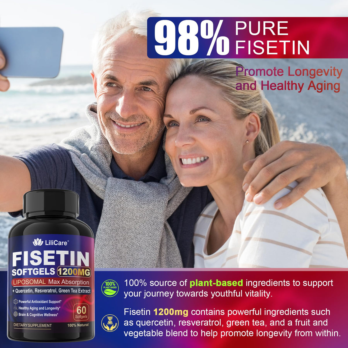 Boîte de LILICARE Fisetin 1200 mg Liposomal vue de côté