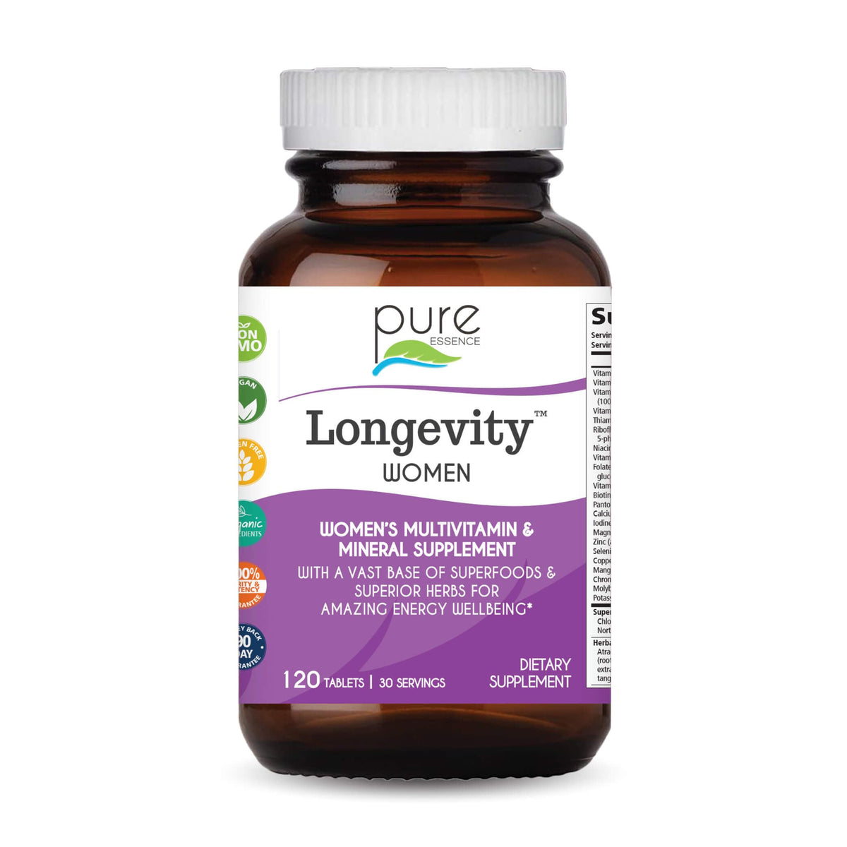 Boîte de Longevity Women's Formula de PURE ESSENCE LABS, 90 comprimés