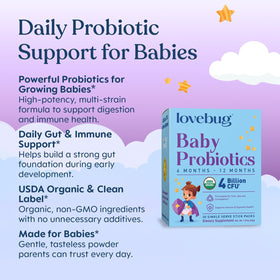 Boîte de LOVEBUG Probiotique Bio pour Bébés avec 30 sachets