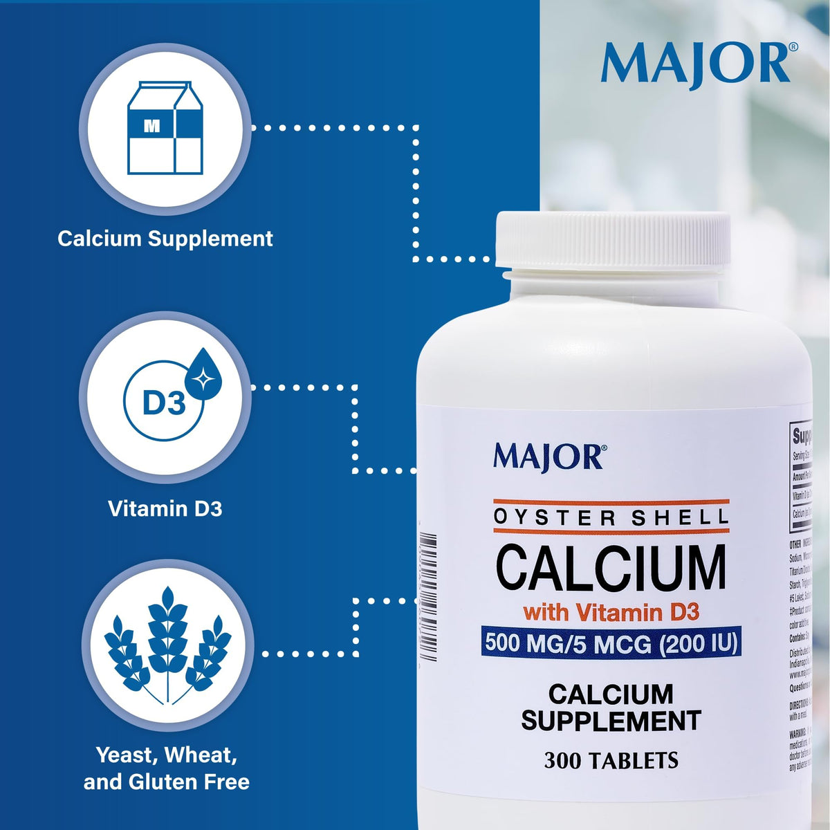 Boîte de MAJOR Calcium de Coquilles d'Huitres avec étiquette