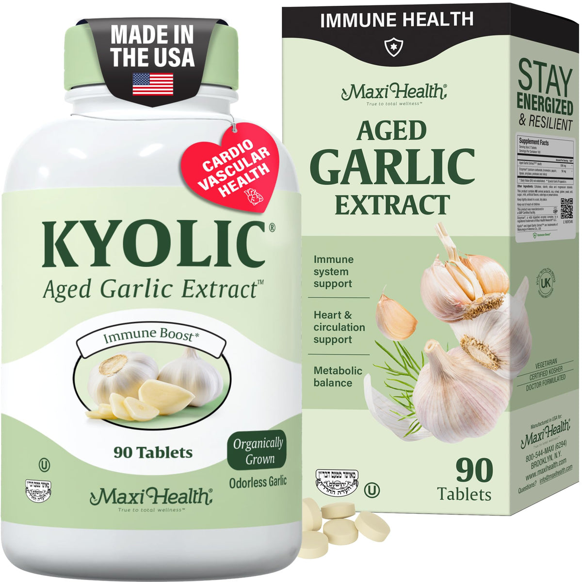 Boîte de Maxi Health Ail Vieilli 90 comprimés vue de face