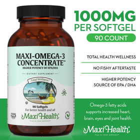 Boîte de Maxi Health Huile de Poisson Omega 3 90 gélules