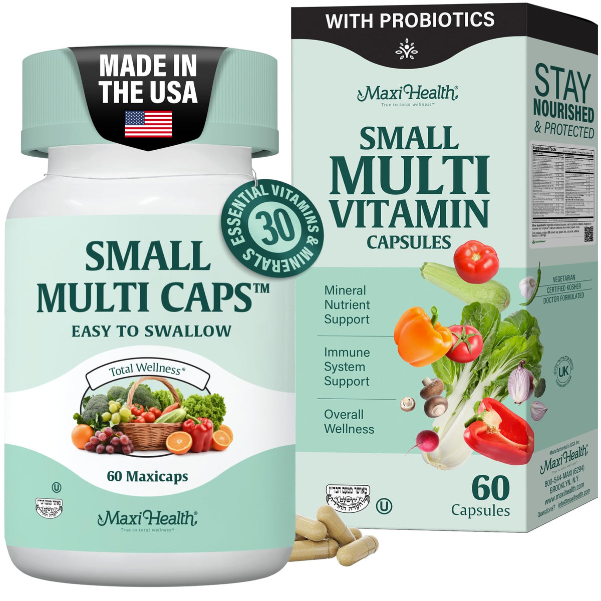 Boîte de Maxi Health Multivitamines avec capsules mini à avaler