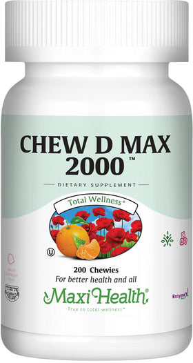 Boîte de Maxi Health Vitamine D3 2000 IU à mâcher saveur bubble gum vue de face