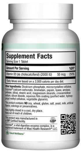 Boîte de Maxi Health Vitamine D3 2000UI avec étiquette