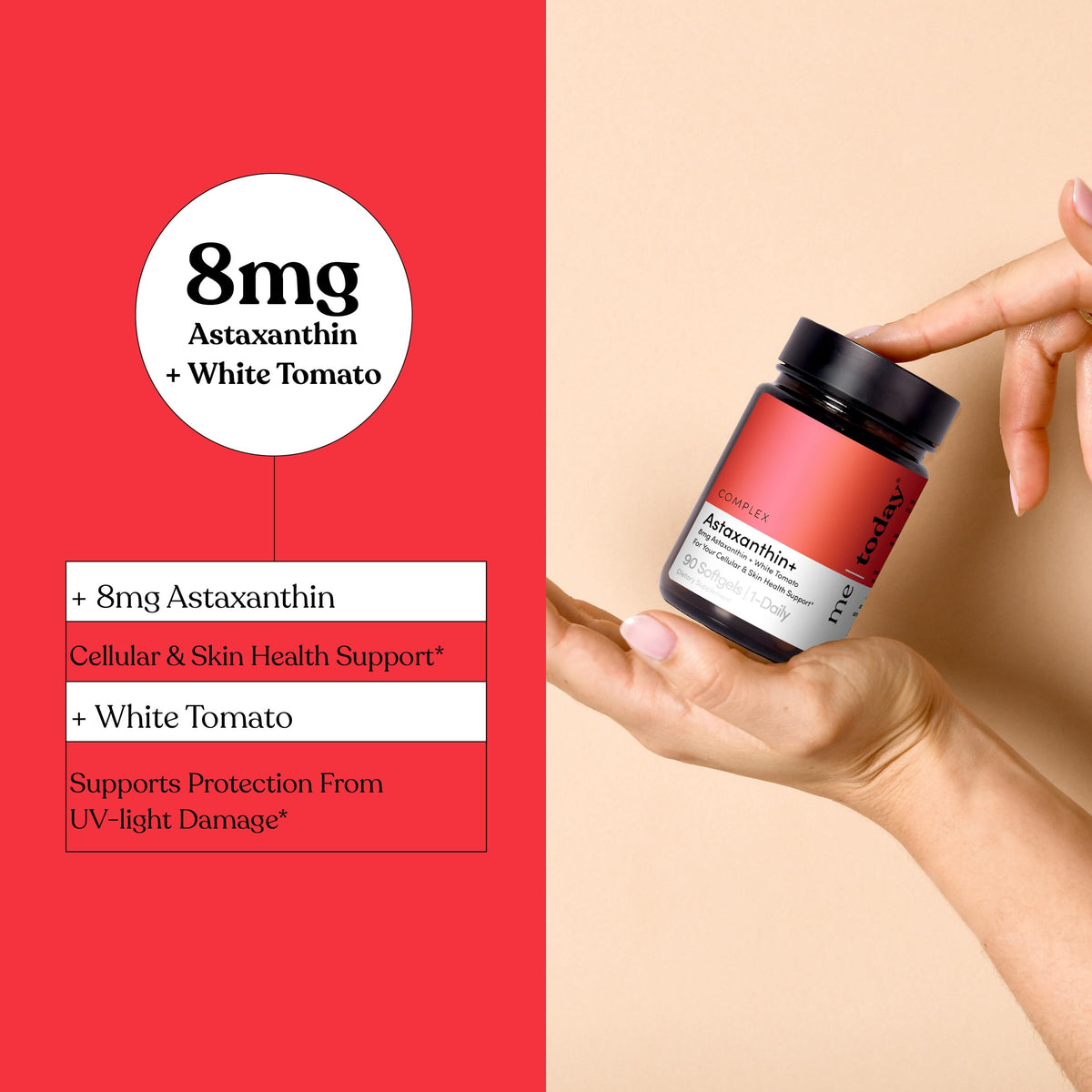 Boîte de me today Complex Astaxanthin 8mg avec étiquette visible