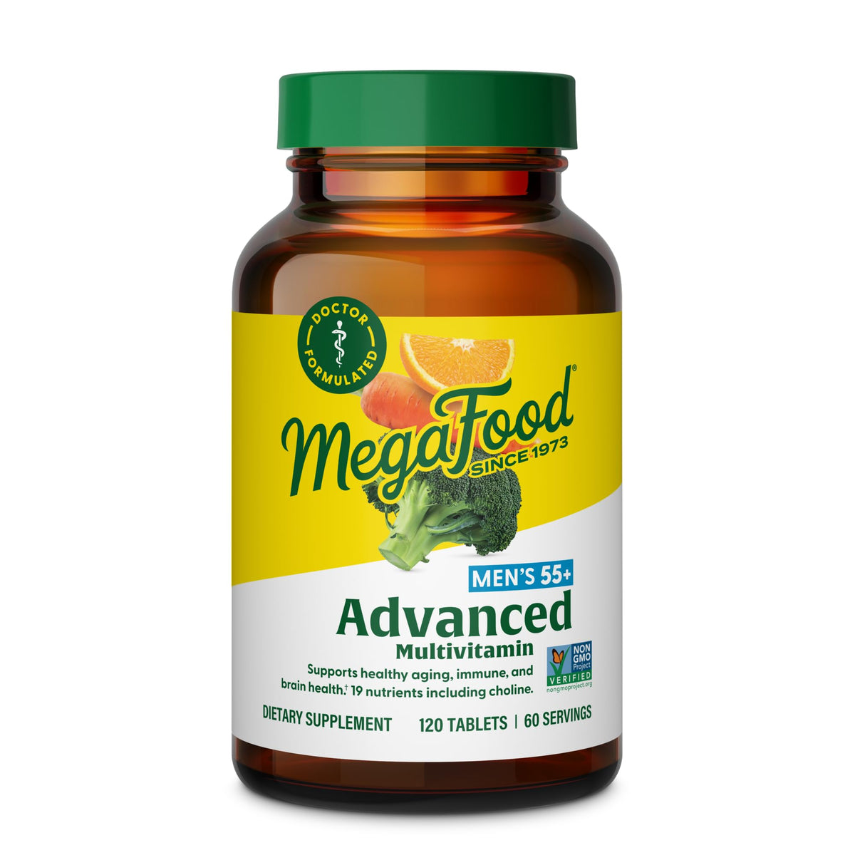 Boîte de MegaFood Multivitamine Avancée pour Hommes 55+ vue de face