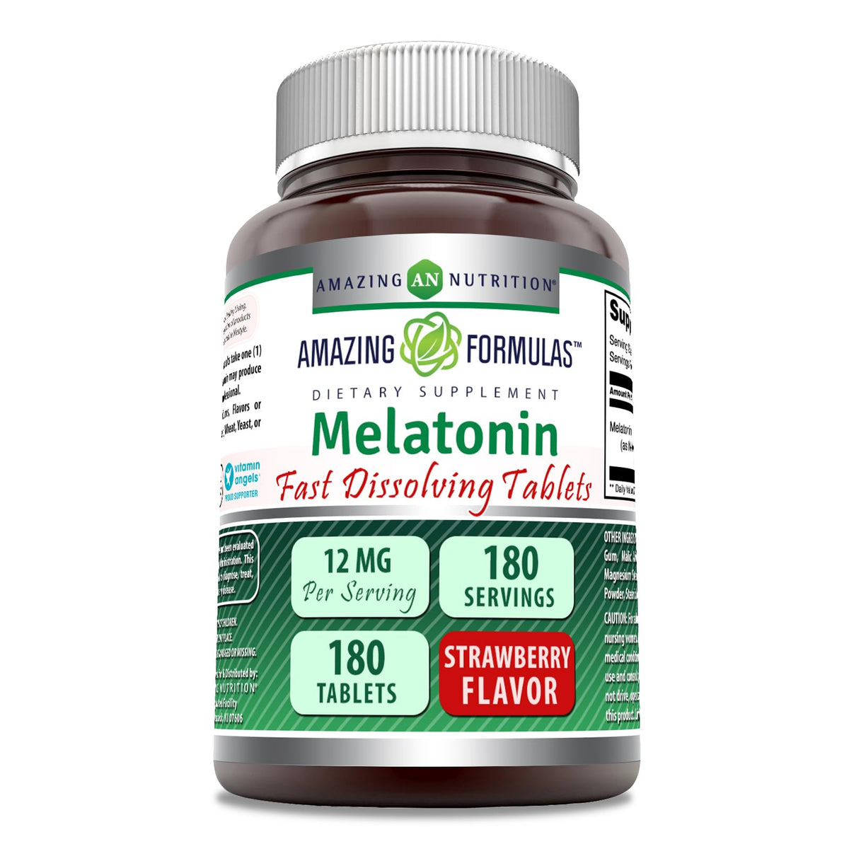 Boîte de mélatonine 12 mg Amazing Nutrition vue de face