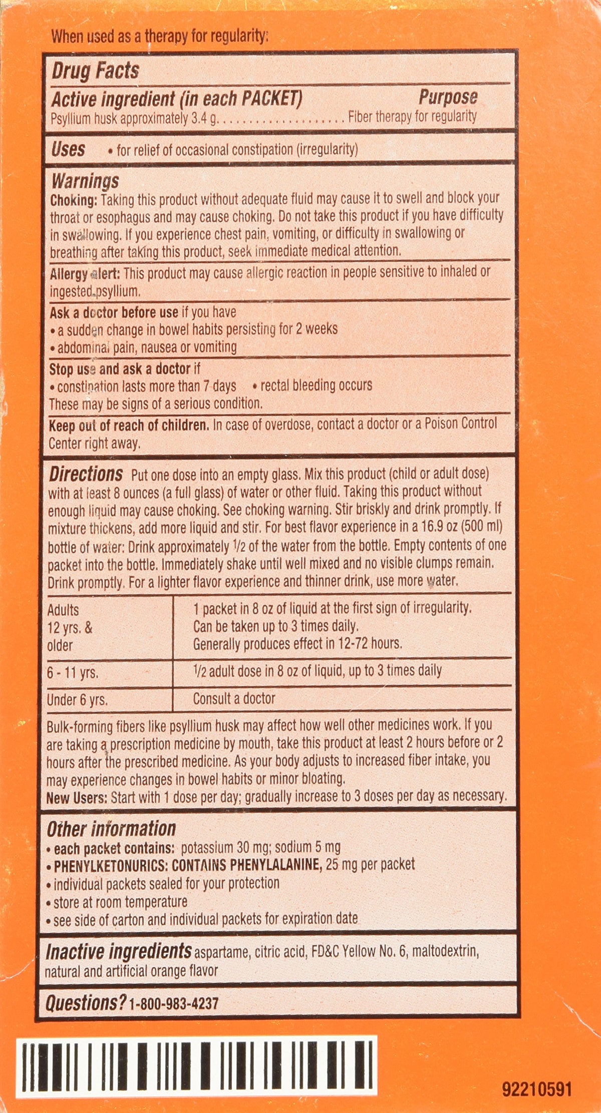 Boîte de Metamucil Fibres Singles contenant 30 sachets