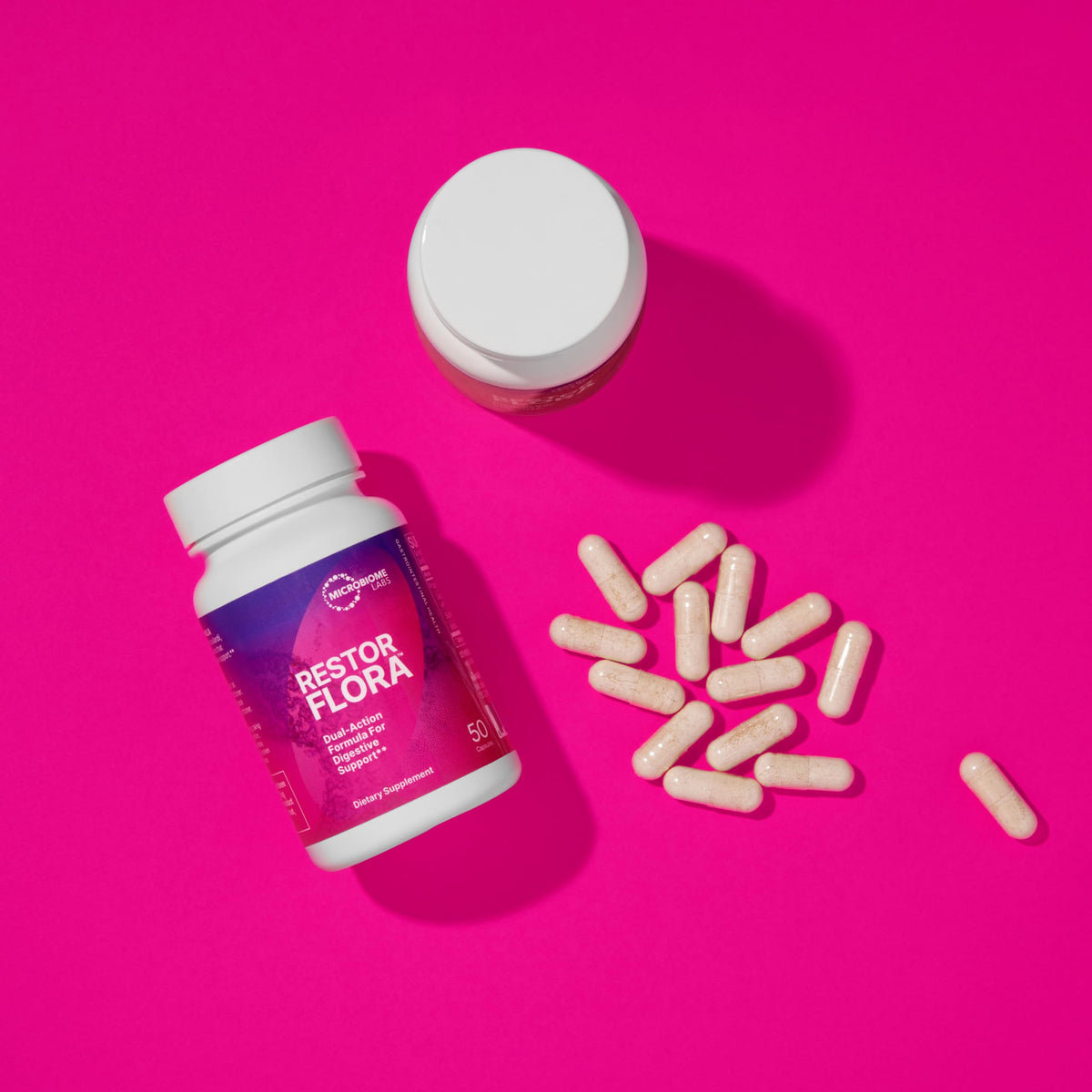 Boîte de Microbiome Labs RestorFlora avec capsules