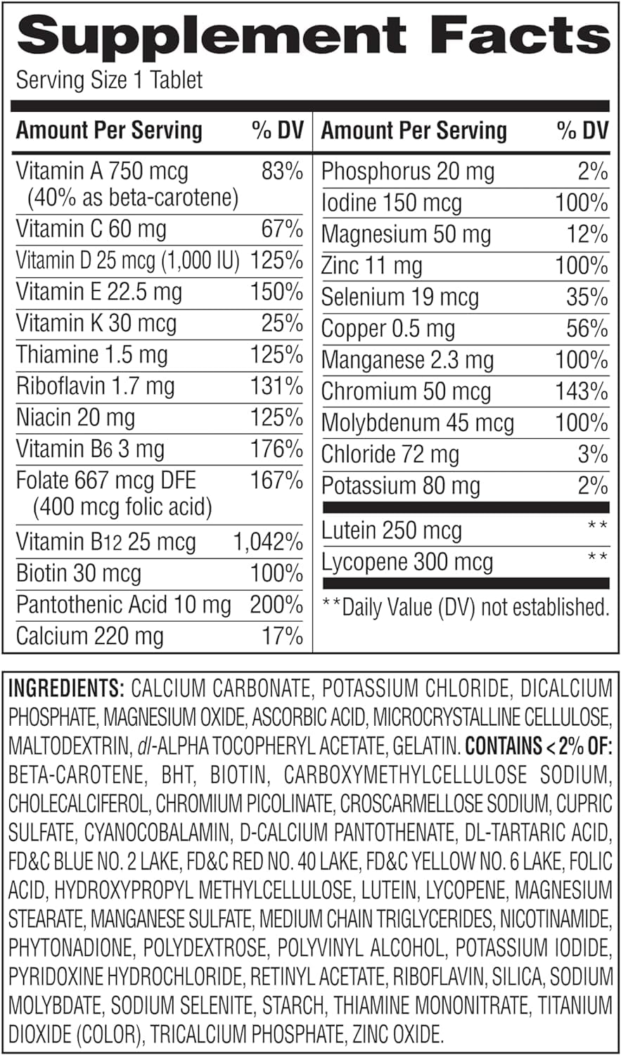 Boîte de multivitamine complète Generic 50+ 400 comprimés