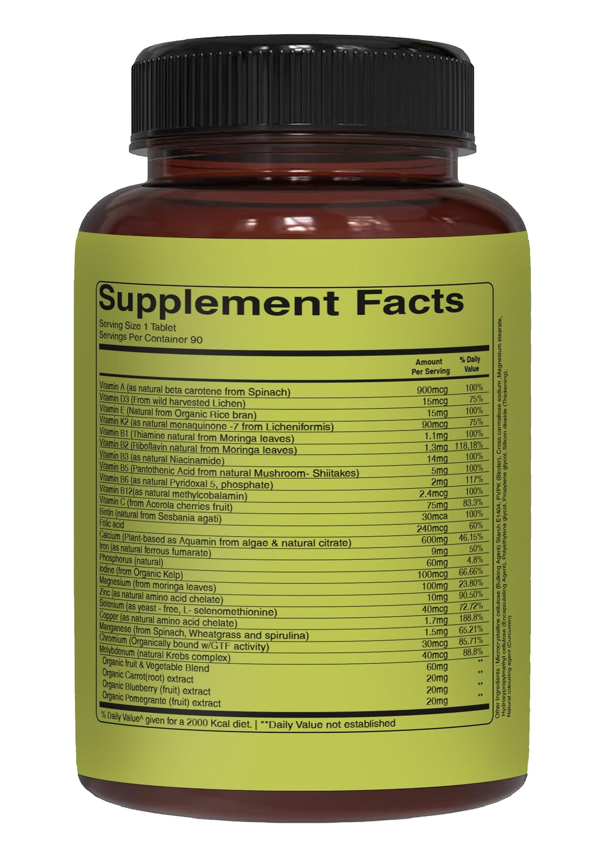 Boîte de multivitamines entières pour femmes PURE NUTRITION, dimensions