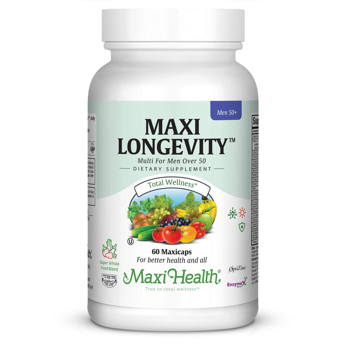 Boîte de multivitamines Maxi Health 50+ contenant 60 capsules