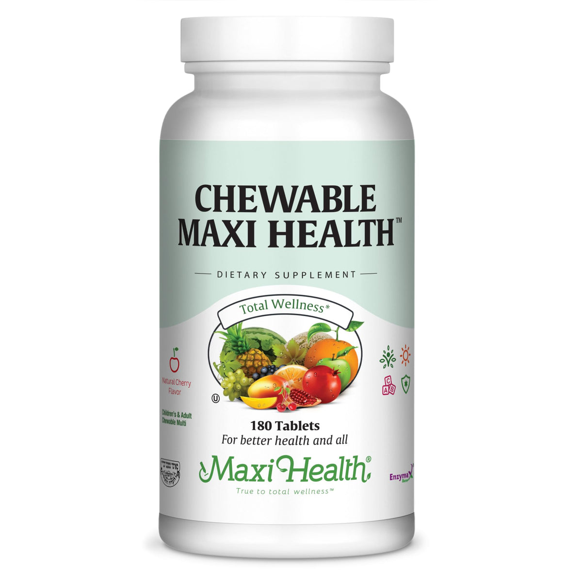 Boîte de multivitamines Maxi Health Kids avec fer, 180 comprimés à mâcher, vue de face