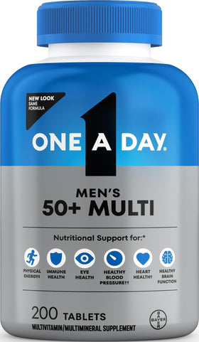 Boîte de multivitamines ONE A DAY 50+ pour hommes, 200 comprimés