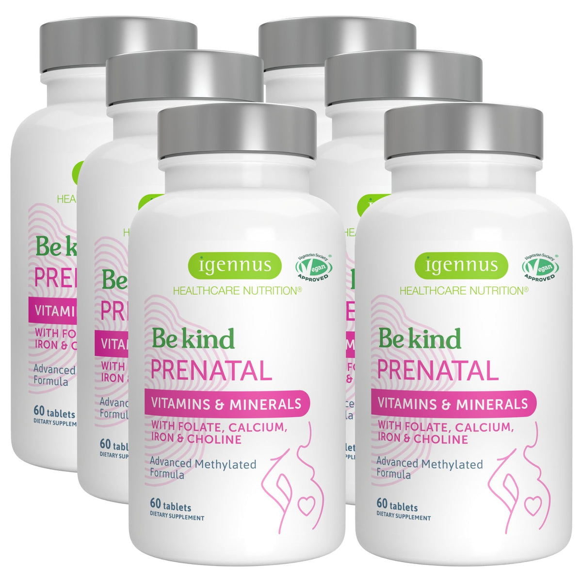 Boîte de multivitamines prénatales Igennus avec 60 comprimés