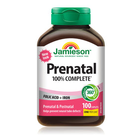 Boîte de multivitamines prénatales Jamieson 100 comprimés vue de face