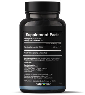 Boîte de Natgrown Palmitoylethanolamide 600 mg - 120 capsules, vue latérale