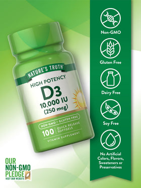 Boîte de Nature's Truth Vitamine D3 10 000 UI gélules
