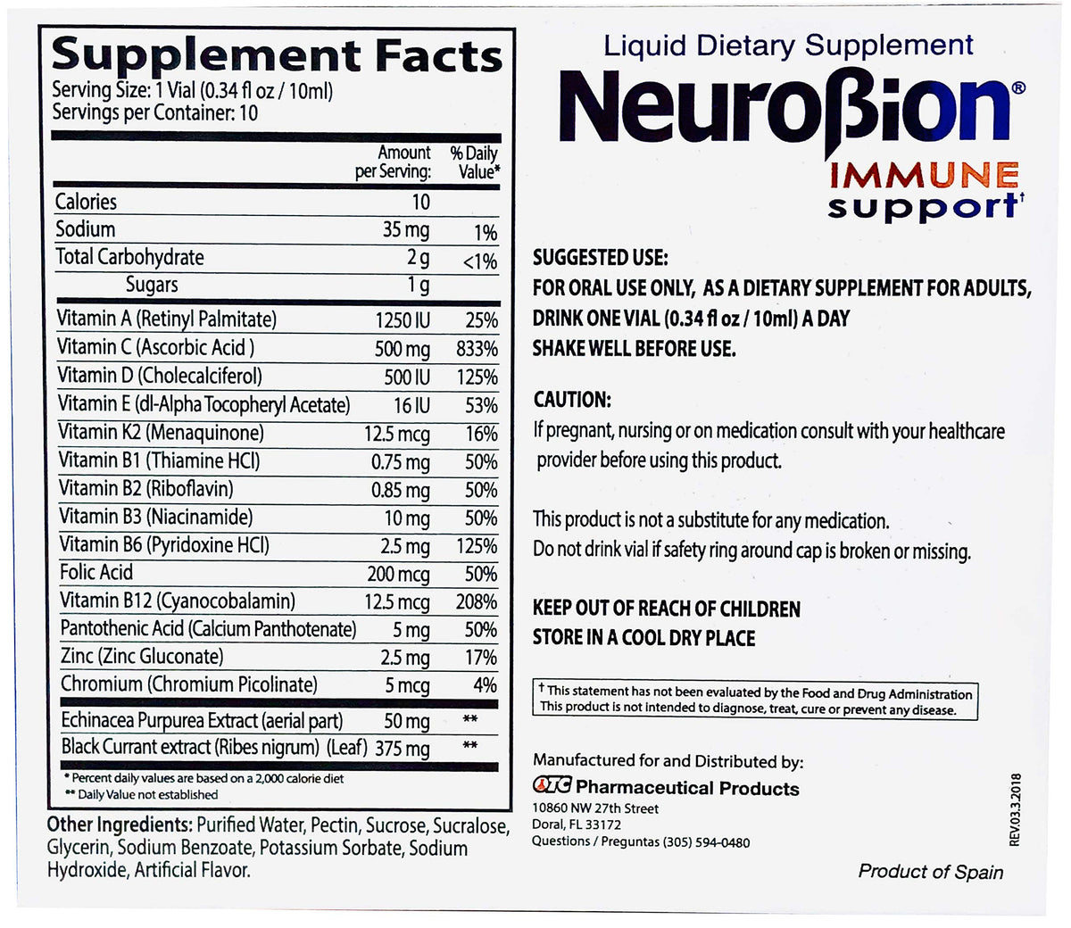 Boîte de Neurobion Échinacée avec 10 ampoules de 10 ml