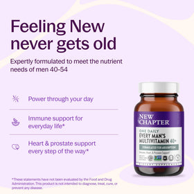 Boîte de New Chapter Every Man's One Daily 40+ avec informations nutritionnelles