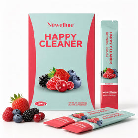 Boîte de NEWELLME Happy Cleaner Greens avec 14 sachets de poudre fruitée