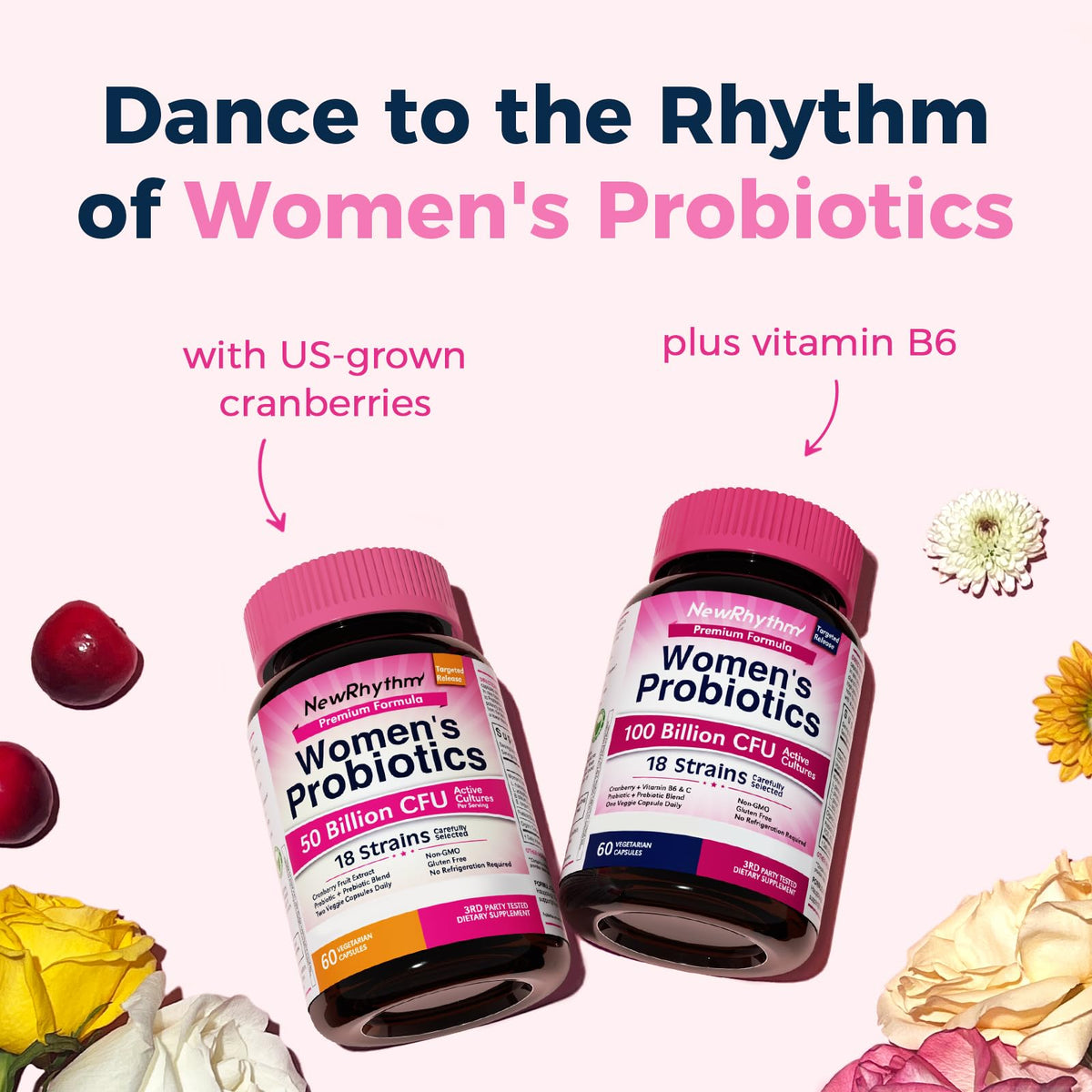 Boîte de NewRhythm Probiotiques Femmes 60 Capsules Végétales