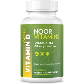 Boîte de Noor Vitamins Vitamine D3 1000 IU avec 60 comprimés