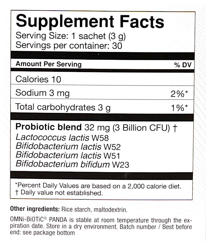 Boîte de OMNi BiOTiC Panda Poudre Probiotique ouverte