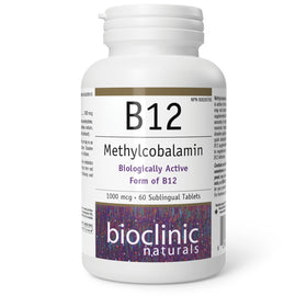Boîte de pastilles B12 Methylcobalamin de Bioclinic Naturals vue de face