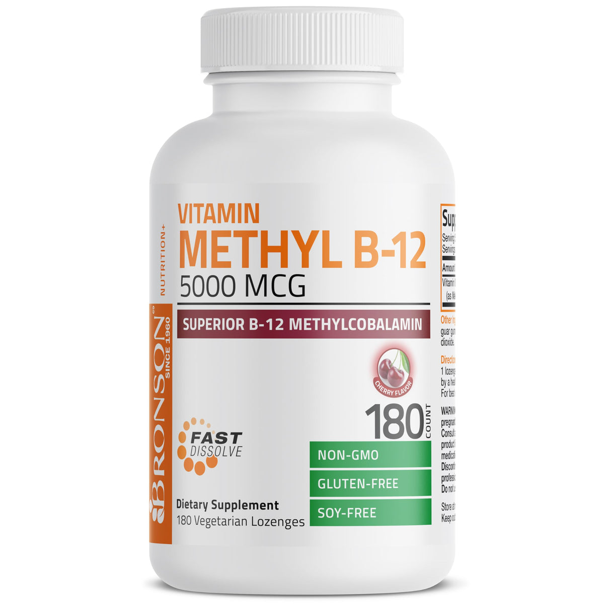 Boîte de pastilles Bronson Methyl B12 5000 mcg, 180 unités
