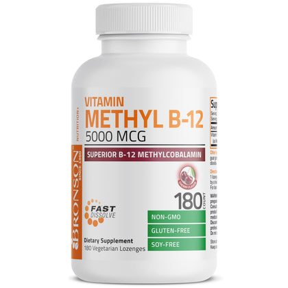 Boîte de pastilles Bronson Methyl B12 5000 mcg, 180 unités